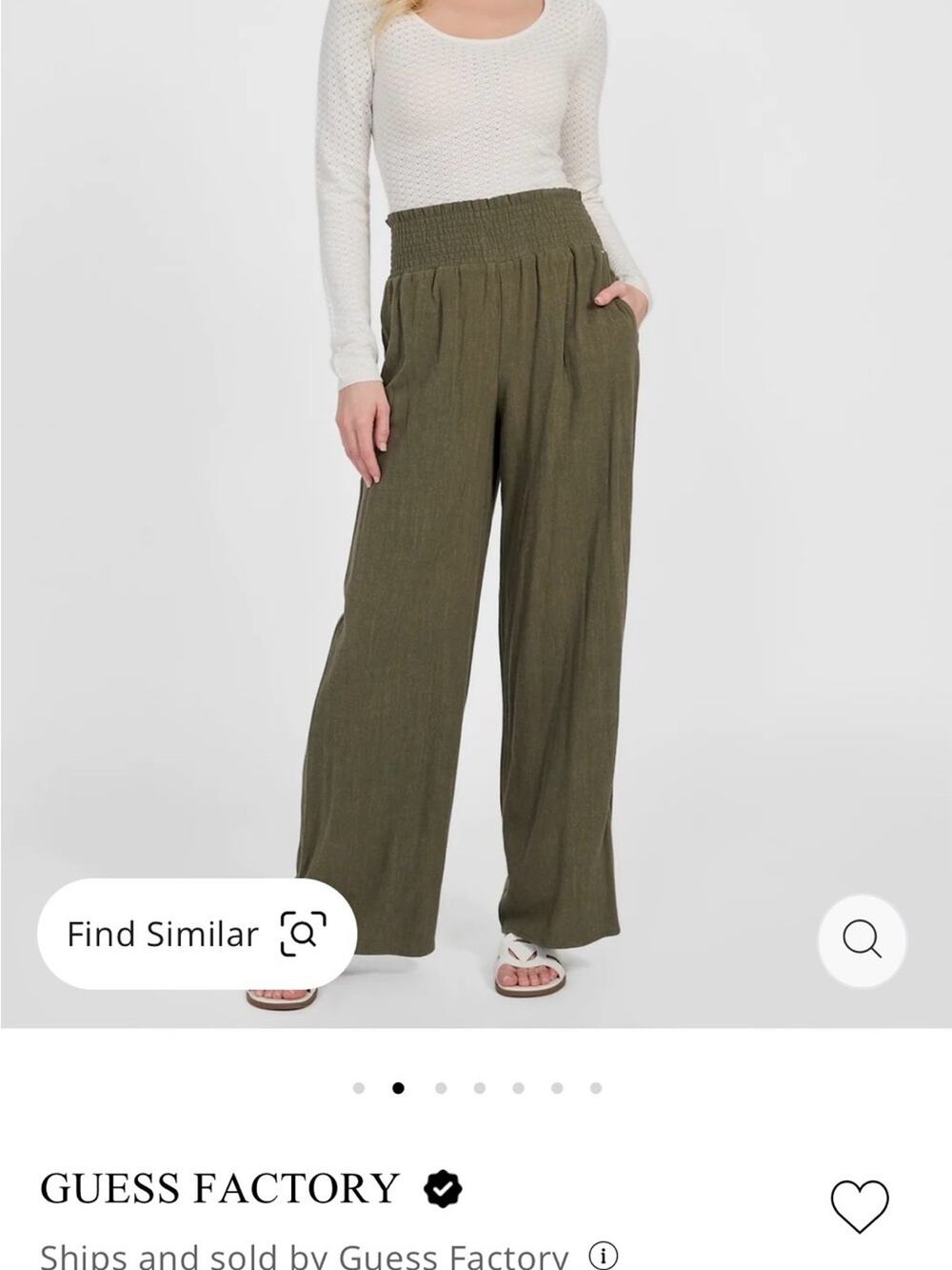 Guess Linen Blend Palazzo Wide-Leg Pants/ color is Dusty Oliver- Size S